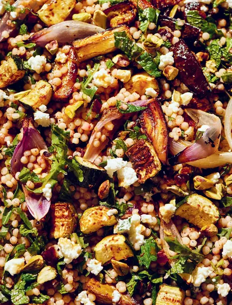 Roasted Eggplant and Zucchini with Pearl Couscous image