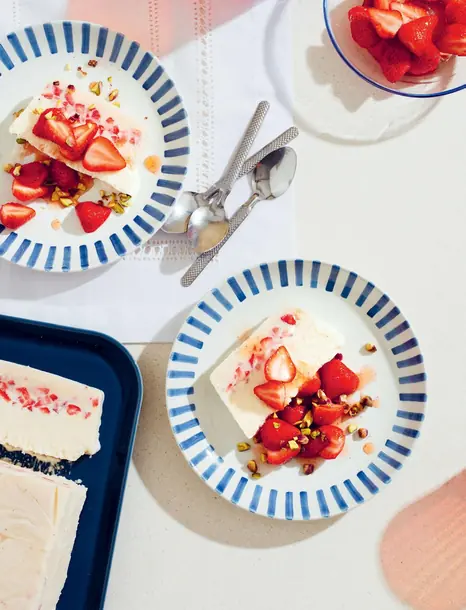 Sheep’s Milk and Strawberry Parfait with Pistachio Nuts image