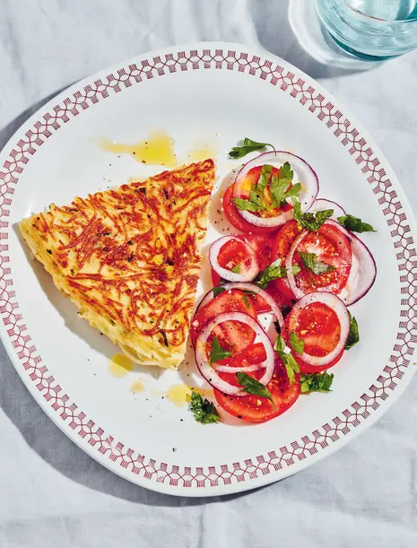 Vermicelli and Parmesan Pie with Tomato Salad image