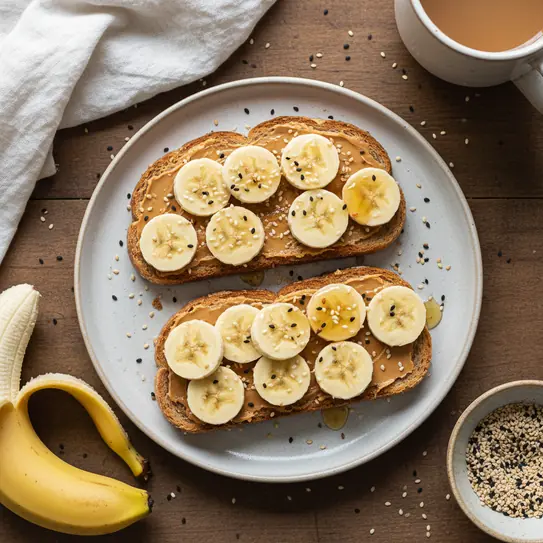 Peanut Butter, Banana & Sesame Seed Toast image