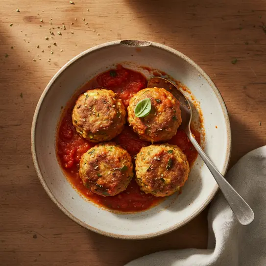 Turkey and Veggie Meatballs with Tomato Sauce image