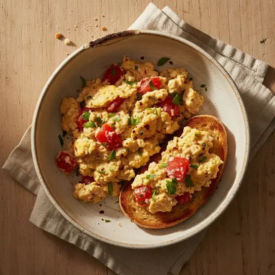 Spiced Scrambled Eggs with Tomato and Parsley image
