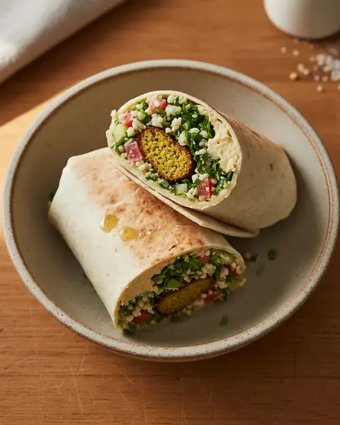 Falafel, Hummus & Quick Tabbouleh Wrap image