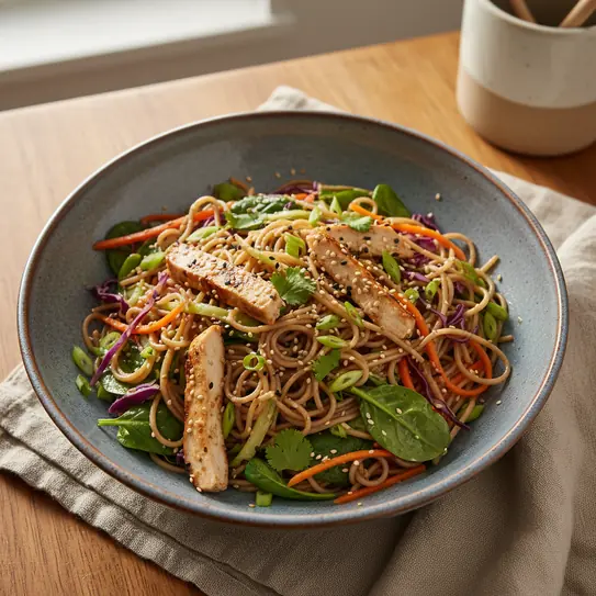 Asian Sesame Chicken Salad with Soba Noodles image
