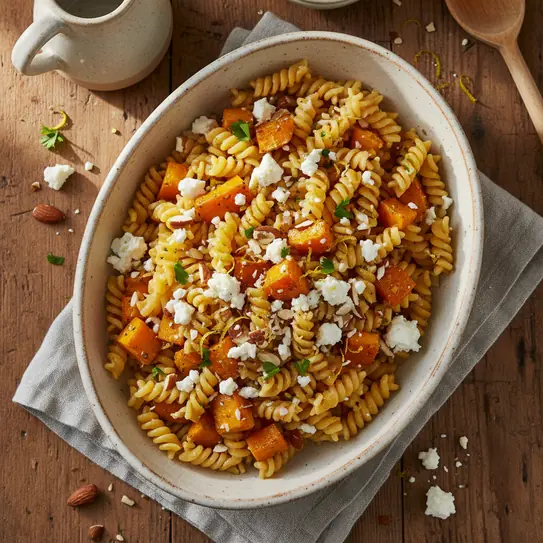 Simple Roasted Pumpkin, Fetta & Lemon Pasta image