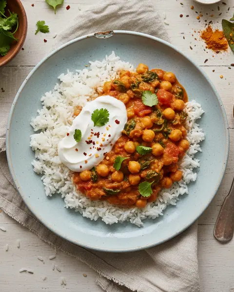 Fuss-Free Chickpea & Spinach Curry image
