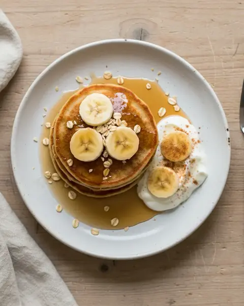 Banana Oat Protein Pancakes image