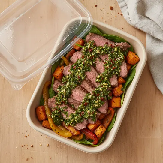 Meal Prep: Chimichurri Beef and Sweet Potato Bowl image